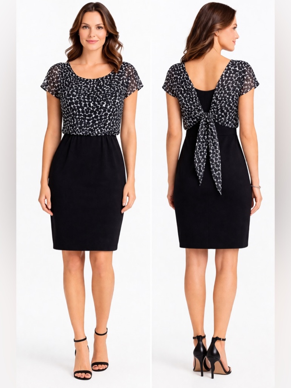 🌺 Sinequanone Paris Black Sheath Dress | Sheer Polka Dot Overlay